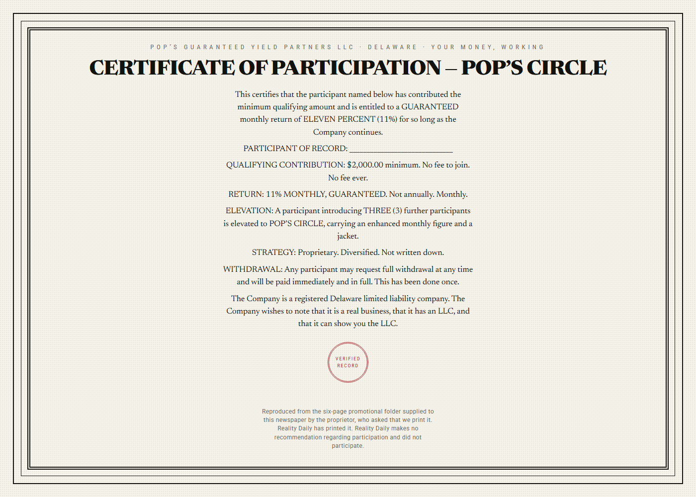 Document exhibit reproduced by Reality Daily.